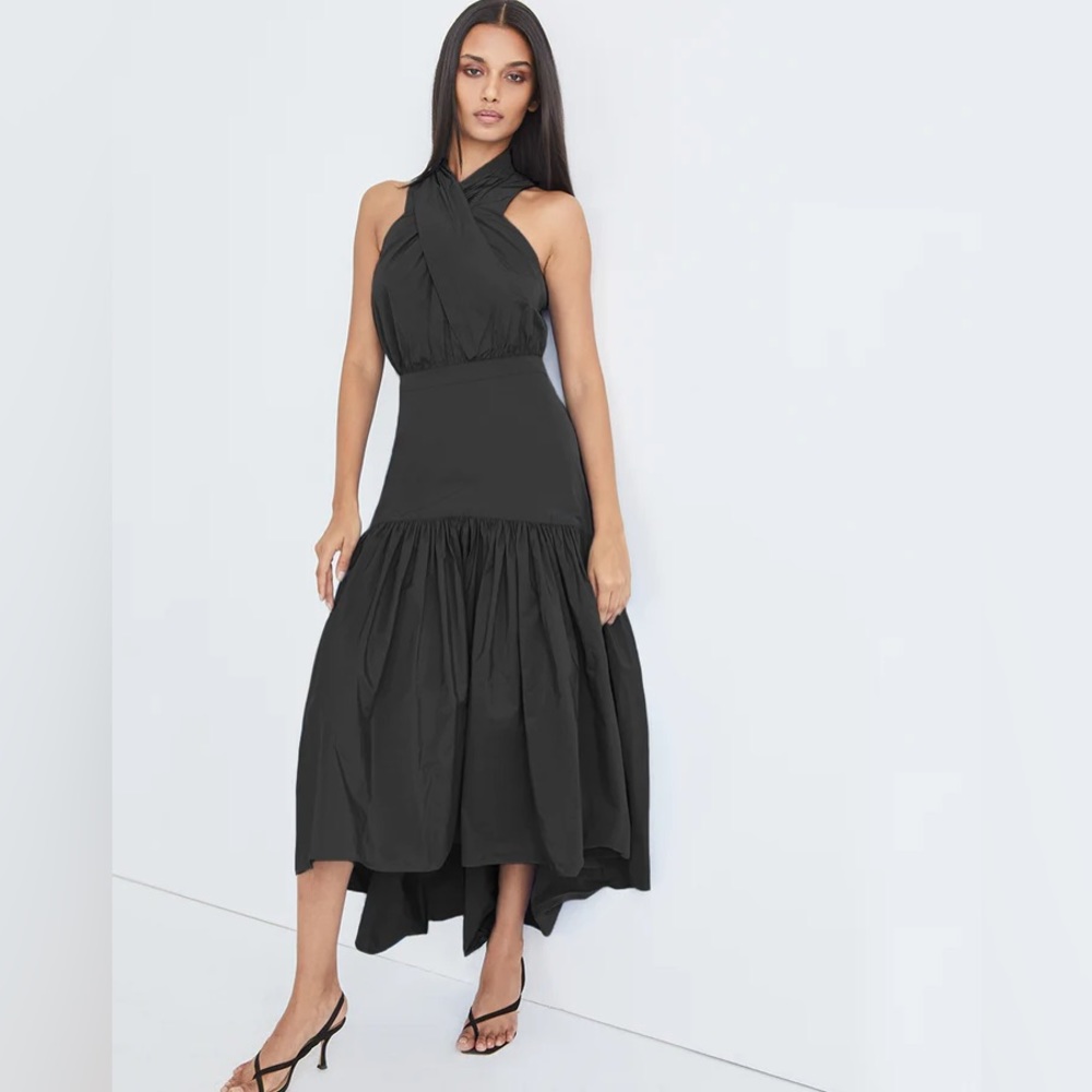- NWT Veronica Beard taffeta black midi dress